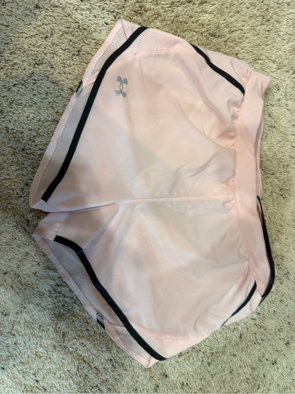 Under Armour Light Pink Athletic Running Shorts with Black Trim